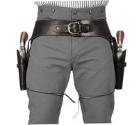 Garrrdenfurni Cowboy-Waffengürtel aus PU, Westerngürtel mit doppeltem Pistolenrevolverhalter, Einheitsgröße, Westerngürtel für Herren, Steampunk-Kostüm für Halloween, Cosplay, Party, Kaffeebraun