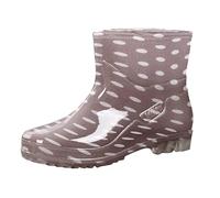 Gartenschuhe Damen Rain Boots Women Lässig Gummistiefel Gartenschuhe Halbhoch wasserdichte Regenstiefel PVC Garten Halbhohe Kurz Regenschuhe Gumischtifel Stiefel Gummistiefeletten Grau EU 37