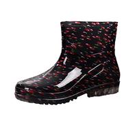 Gartenschuhe Damen Rain Boots Women Lässig Gummistiefel Gartenschuhe Halbhoch wasserdichte Regenstiefel PVC Garten Halbhohe Kurz Regenschuhe Gumischtifel Stiefel Gummistiefeletten Heißes Rosa EU 37