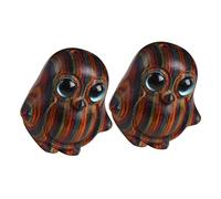 GARVALON 2 Stück Handgefertigte Holz pinguin skulptur mit Blauen Augen Holzanhänger Kompakter Schlüsselanhänger und Dekorativer Holzanhang für Auto Tasche und Schlüsselbund