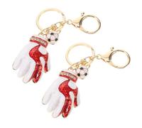 GARVALON 2 Stück Pack Fußball und Baseball Schlüsselanhänger aus Metall mit Strasssteinen Rot Sport Schlüsselanhänger für Spieler Teams und Fans Geschenk für Partys und