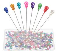 GARVALON 200 Stück Stecknadeln mit Perlkopf Nähnadeln aus Edelstahl Mehrfarbig mit Transparentem Etui Robuste Quiltnadeln für Basteln Stoff und Dekoration