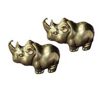 GARVALON Messing Schlüsselanhänger 2 Stück Kleines Nashorn Ornament Langlebiges Selbstgemacht Anhänger Dekor für Taschen und Schlüssel Zubehör