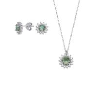 GARVIS Rundes CZ-Diaspor-Set mit Farbwechsel; Halskette und Ohrringe: Kette aus 925er Sterlingsilber; natürlicher seltener türkischer Stein-Sultanit: elegantes Schmuckgeschenk für Frauen, Normal