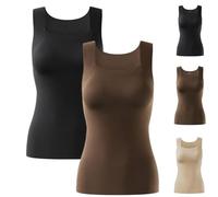GARWAR Shamfreshen U Neck Shapewear Built-in Bra Tank,Women High Support Tummy Control Compression Tank Top with Bra (XL,Black+Coffee)