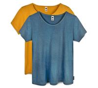 GARY MASH Damen Basicshirt aus Bambusviskose 2er-Set blau-gelb S