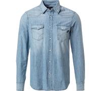 GAS Jeanshemd Herren Extra Slim Fit Langarm Baumwolle blau, M