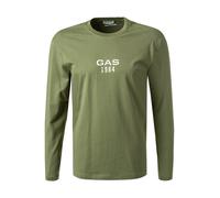 GAS Longsleeve Herren Regular Fit Langarm Rundhals Baumwolle grün, L