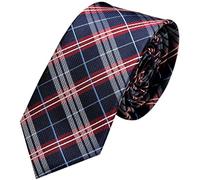 GASSANI Schmale dünne 6cm Krawatte kariert | Karo Herrenkrawatte zum Sakko Anzug | Schlips Binder mit Blaue Rote Karos