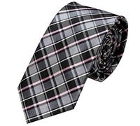 GASSANI Schmale dünne 6cm Krawatte kariert | Karo Herrenkrawatte zum Sakko Anzug | Schlips Binder mit Schwarze Graue Rosane Karos