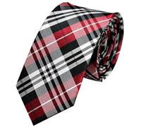 GASSANI Schmale dünne 6cm Krawatte kariert | Karo Herrenkrawatte zum Sakko Anzug | Schlips Binder mit Schwarze Graue Rote Karos