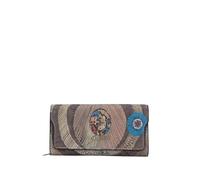 Gattinoni Damen Geldbörse Planetarium Leder Brieftasche Große Klappe Wild Watercolor Dark Taupe Wallet Geldbörse Kreditkartenetui Braun, Wild, L, Klassisch