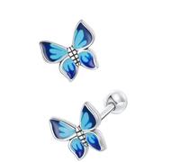 Gatuida 1 Paar Damen Ohrstecker Schmetterling 925 Sterling Silber mit Schraubverschluss Zierlich Schmuck für Alltag und Besondere Anlässe