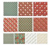 Gatuida 10 Stück Baumwollstoff Quadrate 25X25cm Weihnachtsstoff Patchworkstoff mit Weihnachtsmotiv für Selbstgemacht Nähen Quilten Taschen Haarschmuck