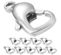 Gatuida 10 Stück Edelstahl Herz Karabinerverschlüsse 15mm Schmuckverbinder für Selbstgemacht Halsketten und Armbänder Langlebige Metallverschlüsse mit Glatter Oberfläche