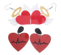 Gatuida 2 Paar Herzförmige Hängeohrringe Damen Acryl Leicht Valentinstag Modeschmuck für Alltag Party
