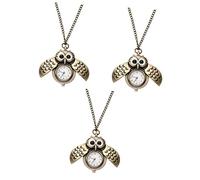 Gatuida 2Pcs Uhr - Eule Geschenk Tasche Mädchen Klassische Geschenke Bronze Fliegend Stilvoll Tag Anhänger Vintage Mit Herrenmode Für Väter Halskette Uhr Weihnachtskette Cool Cartoon