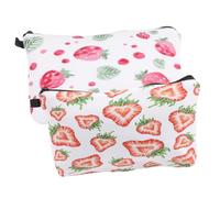Gatuida 2stücke Erdbeer-Design Kosmetiktasche mit Reißverschluss Kleine Aufbewahrungstasche für Make-up Reise-Make-up-Organizer für Damen Mädchen Teenager für Schule Büro und Ausflüge