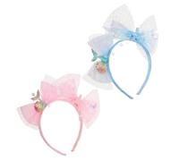 Gatuida 2stücke Meerjungfrau Haarreif Für Mädchen Glitzer Pailletten Stirnbänder Unterwasser-thema Haarschmuck Mit Rosa Und Blauen Haarbändern Für Geburtstagsparty