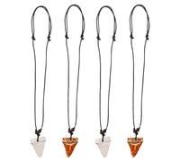 Gatuida 4stücke Hai Anhänger Herren aus Garn Zahnkette Stranddesign Verstellbare Küstenstil Halskette Haizahn Anhänger Accessoire für Männer Tropischer Ozean Style Schmuck