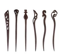 Gatuida 6 Stück Haarnadeln aus Ebenholz Holz Vintage Retro Chinesische Haarstäbchen Einfach zum Einstecken Verblassen für Party und Festliche Anlässe Geeignet Zufälliger Stil