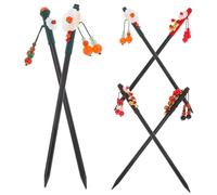 Gatuida 6stücke Haarstäbchen Mit Blumendekor Vintage-haarstab Aus Holz Für Damen Haarknoten-accessoires Praktisches Haarstyling-werkzeug Für Verschiedene Frisuren