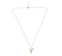 Gatuida Authentische Haifischzahn Halskette mit Silberner Metallkette Handgewickelter Versteinerter Anhänger Vintage Schmuck für Herren und Damen Strandaccessoire