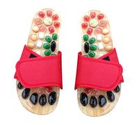 Gatuida Fußakupressur Massage Hausschuhe Größe 39-40 Pu Eva Material Natürliche Jade Massagesandalen Rot Plantarfasziitis Entlastung Fördernde Durchblutung Fußgesundheit Wellness