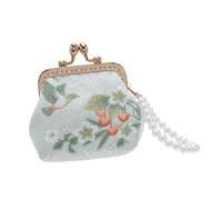 Gatuida Stitch Geldbörse Clutch mit Blumenmuster Bestickte Tasche aus Brokatstoff Kosmetiktasche für Damen Aufbewahrungstasche mit Doppelverschluss