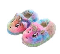 Gatuida Warme und Rutschfeste Kinderhausschuhe aus Plüsch mit Einhorn Design Weiche Sohle aus Schwamm und Tpr für Gemütlichen Winter zu Hause 1 Paar