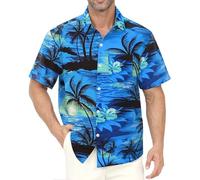 Gavliuu Hawaii Hemd Männer Blumen Kurzarm Freizeit Urlaub Strandhemd | Button-Down-Sommerhemd, leichtes und schnelltrocknendes für den Alltag, Urlaub und Reisen