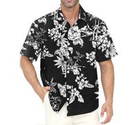 Gavliuu Hawaii Hemd Männer Blumen Kurzarm Freizeit Urlaub Strandhemd | Button-Down-Sommerhemd, leichtes und schnelltrocknendes für den Alltag, Urlaub und Reisen