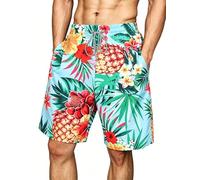 Gavliuu Herren Badehose mit Mesh-Futter Schnelltrocknend, Hawaiianische Badeshorts für Strand und Pool, Atmungsaktiv mit Taschen,4XL