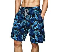 Gavliuu Herren Badehose mit Mesh-Futter Schnelltrocknend, Hawaiianische Badeshorts für Strand und Pool, Atmungsaktiv mit Taschen,L