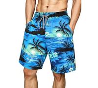Gavliuu Herren Badehose mit Mesh-Futter Schnelltrocknend, Hawaiianische Badeshorts für Strand und Pool, Atmungsaktiv mit Taschen,XL