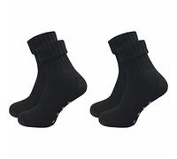 GAWILO 2 Paar Damen Stoppersocken aus Wolle | Rutschfeste Hausschuhsocken | Weiche, kuschlige & warme Socken mit Noppen (as3, numeric, numeric_35, numeric_38, regular, regular, schwarz)