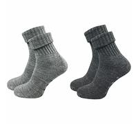 GAWILO 2 Paar Damen Stoppersocken aus Wolle | Rutschfeste Hausschuhsocken | Weiche, kuschlige & warme Socken mit Noppen (35-38, grau | anthrazit (farbig 1))