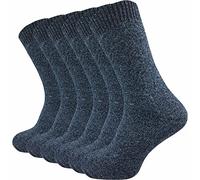 GAWILO 6 Paar warme Herren Thermo Norweger Socken - mit hohem Wollanteil - Vollplüsch (43-46, blau)