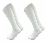 GAWILO Damen Retro Kniestrümpfe (2 Paar) | 78% Baumwolle | knielange Socken im sportlichen Look mit Komfortbund | ohne zu Verrutschen (35-38, weiß)