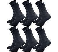 GAWILO Damen Socken mit Rollrand (6 Paar) | Ohne drückende Naht und ohne Gummidruck | Diabetikersocken mit verstärkter Ferse und Fußspitze (35-38, schwarz)