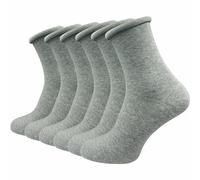 GAWILO Damen Socken mit Rollrand (6 Paar) | Ohne drückende Naht und ohne Gummidruck | Diabetikersocken mit verstärkter Ferse und Fußspitze (39-42, hellgrau)