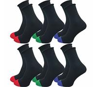 GAWILO Damen Socken mit Rollrand (6 Paar) | Ohne drückende Naht und ohne Gummidruck | Diabetikersocken mit verstärkter Ferse und Fußspitze (35-38, schwarz ++)