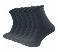 Diabetikersocken mit Rollrand | Ohne Naht & ohne Gummi für Diabetiker | Damen (6 Paar) - Grau / 35 - 38