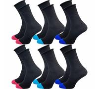 GAWILO Damen Socken mit Rollrand (6 Paar) | Ohne drückende Naht und ohne Gummidruck | Diabetikersocken mit verstärkter Ferse und Fußspitze (39-42, schwarz +)