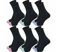 GAWILO Damen Socken mit Rollrand (6 Paar) | Ohne drückende Naht und ohne Gummidruck | Diabetikersocken mit verstärkter Ferse und Fußspitze (35-38, schwarz +++)