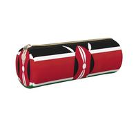 GaxfjRu Flag of Kenya Rundes Federmäppchen aus Kunstleder - Aufbewahrung für Stifte, Bleistifte, Marker, Kleinbedarf, Metall-Reißverschluss mit Leder, gold, Einheitsgröße, Kartenhalter