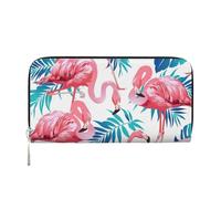 GaxfjRu Herren-Geldbörse mit Flamingo-Vogelmotiv, Vintage-Look, Leder, lang, Scheckbuch, Brieftasche, Kreditkartenetui