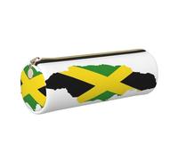 GaxfjRu Jamaika Flagge Karte Runde Federmäppchen Kunstleder - Aufbewahrung für Stifte, Bleistifte, Marker, Kleinigkeiten Metall Reißverschluss mit Leder, gold, Einheitsgröße, Kartenhalter