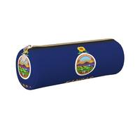 GaxfjRu Kansas State Flag Round Pencil Case Faux Leather - Storage for Pens, Pencils, Markers, Small Supplies Metal Zipper with Leather, gold, Einheitsgröße, Kartenhalter