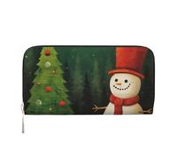 GaxfjRu Kleine Geldbörse aus Leder für Damen, mit Weihnachtsbaum, Schneemann, Kreditkartenetui für Damen